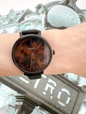 Fossil ES4632 Jacqueline Three-Hand Date Black Leather Watch